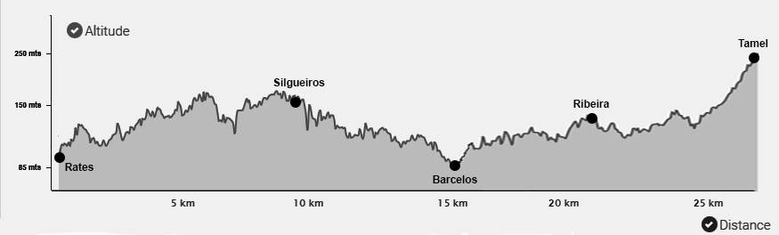 Topografia da etapa do Caminho Português