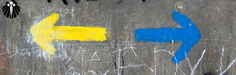 Sinalização comum no Caminho Portugês