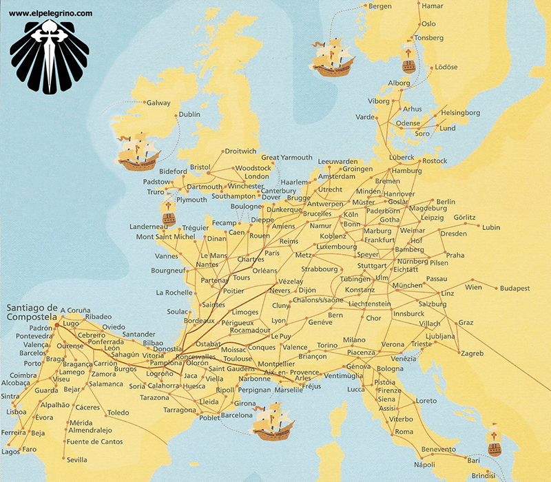 Rotas dos Caminhos que levam à Santiago de Compostela